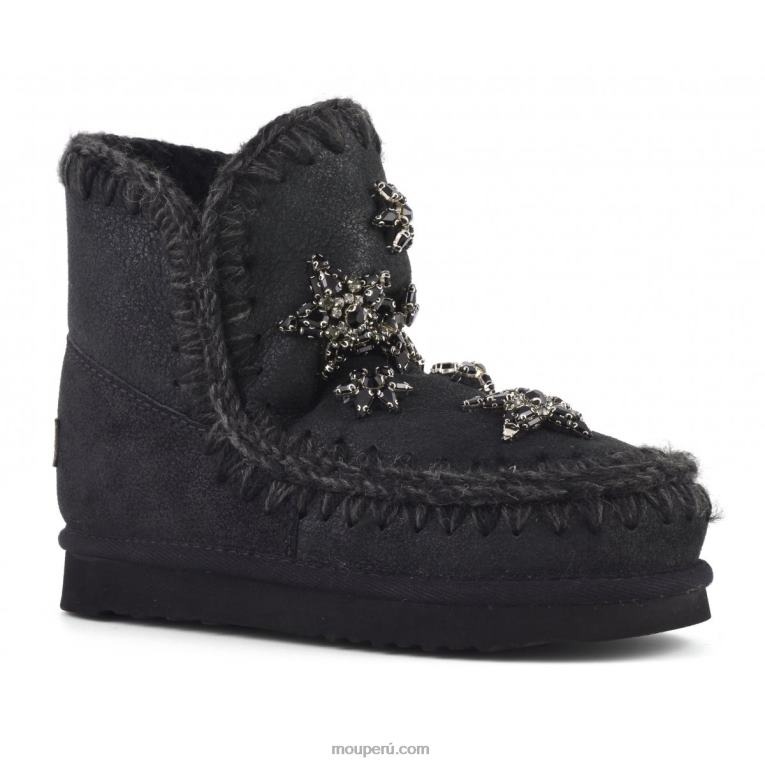 esquimal 18 estrellas de cristal mujer 8DRXZ398 agrietado negro/gris Mou