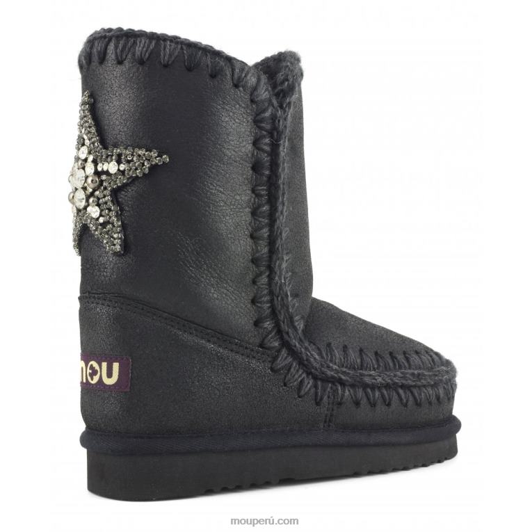 Eskimo 24 parche de estrella en la espalda mujer 8DRXZ366 agrietado negro/gris Mou