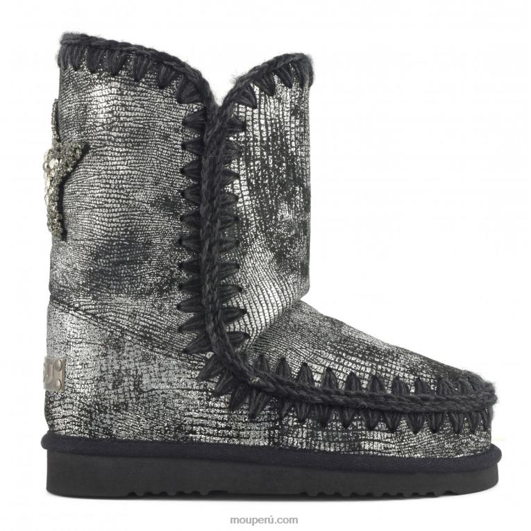 Eskimo 24 parche de estrella en la espalda mujer 8DRXZ383 gecko metalizado negro Mou