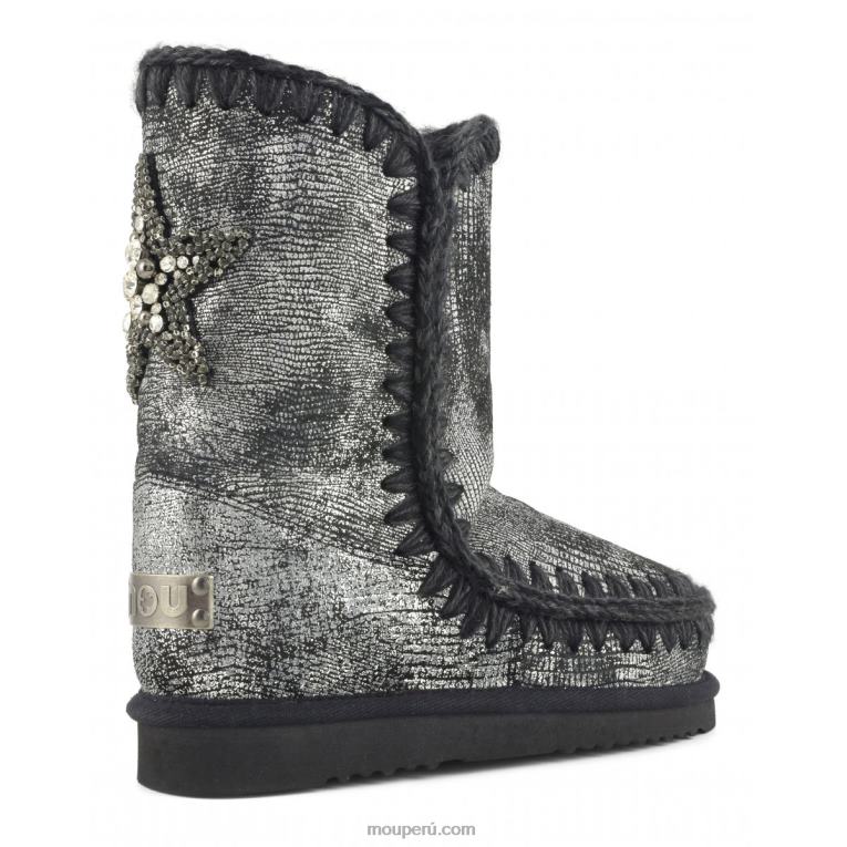 Eskimo 24 parche de estrella en la espalda mujer 8DRXZ383 gecko metalizado negro Mou