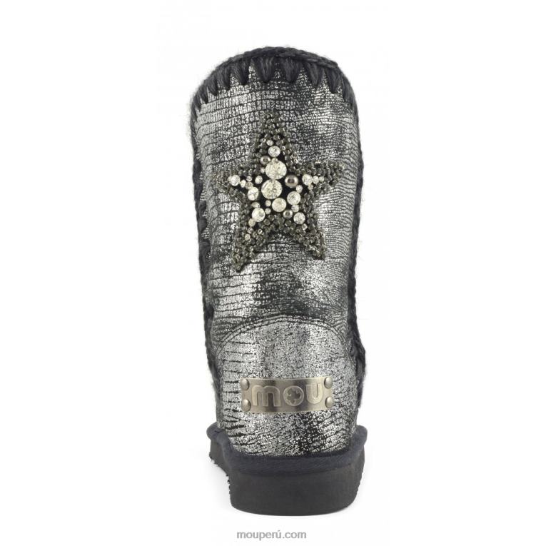 Eskimo 24 parche de estrella en la espalda mujer 8DRXZ383 gecko metalizado negro Mou