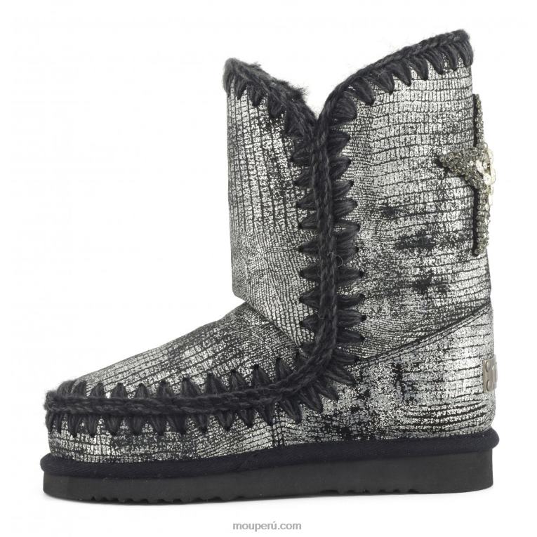 Eskimo 24 parche de estrella en la espalda mujer 8DRXZ383 gecko metalizado negro Mou