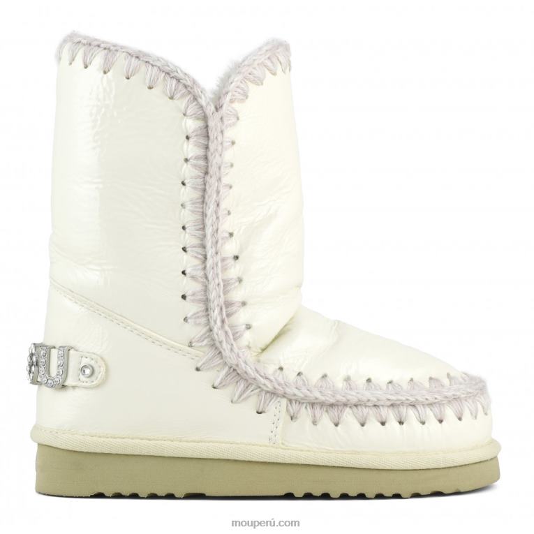 esquimal 24 con logo de pedrería mujer 8DRXZ319 blanco charol Mou