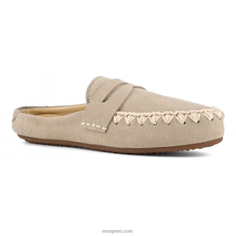 Slip esquimal de verano en ante mocasín mujer 8DRXZ223 tiza Mou