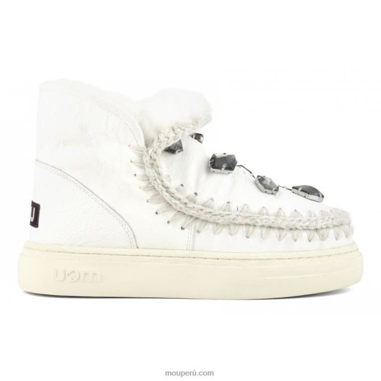 Zapatilla esquimal pedrería negrita mujer 8DRXZ737 blanco ceroso Mou
