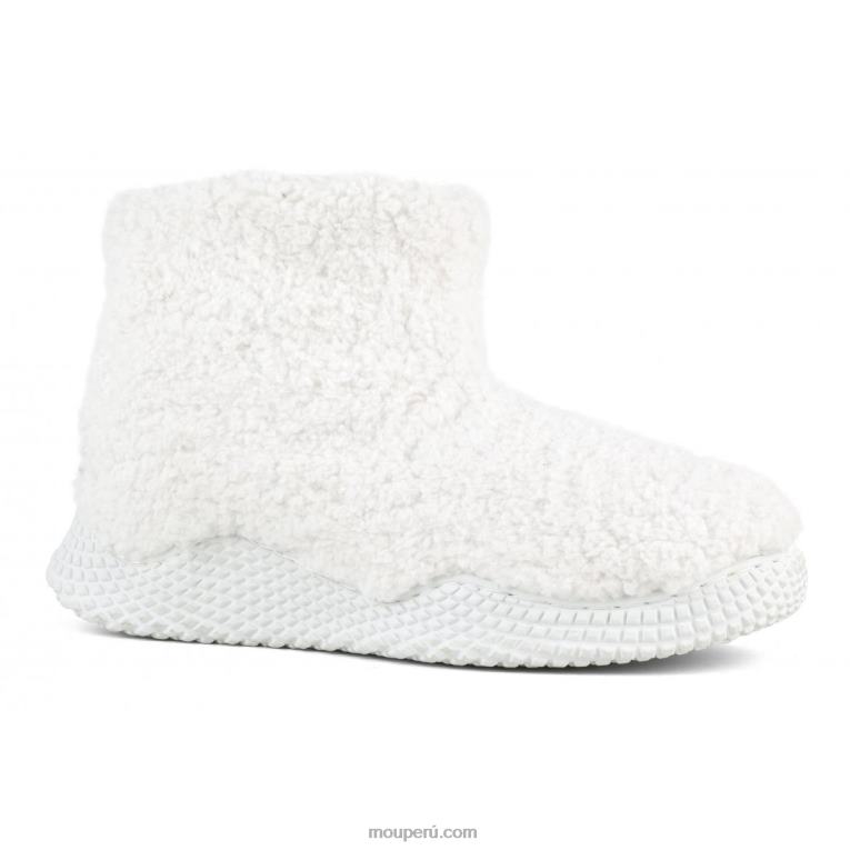 Botín sin cordones con suela ecológica de fieltro textil alto mujer 8DRXZ342 blanco Mou