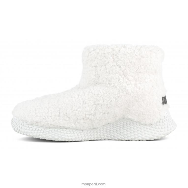 Botín sin cordones con suela ecológica de fieltro textil alto mujer 8DRXZ342 blanco Mou