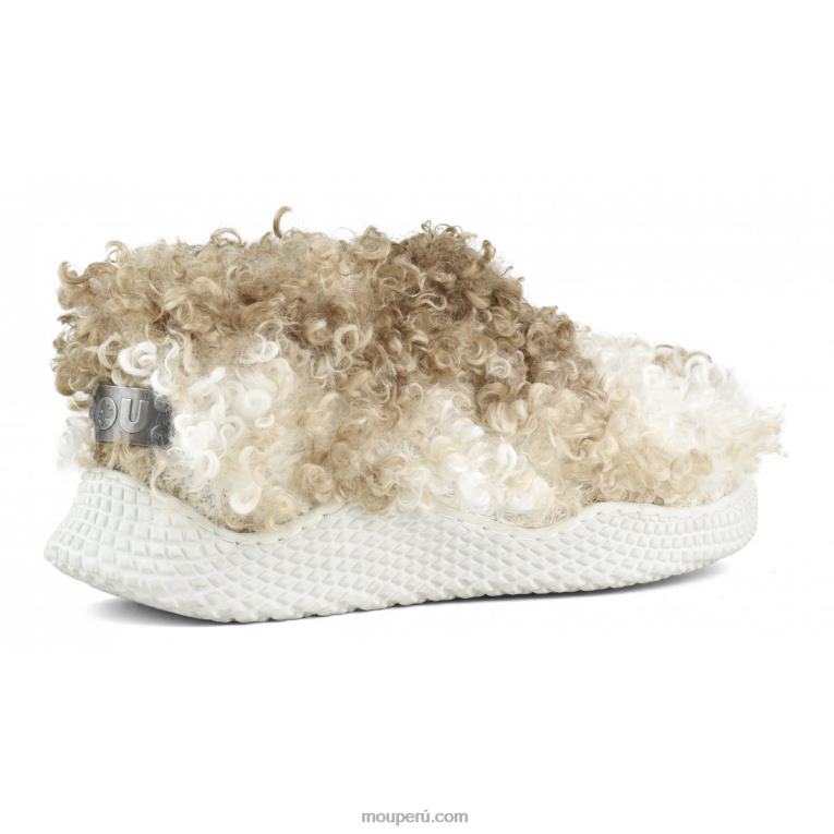 botín sin cordones con suela ecológica de polar teddy mujer 8DRXZ343 peluche rizado mezcla beige Mou