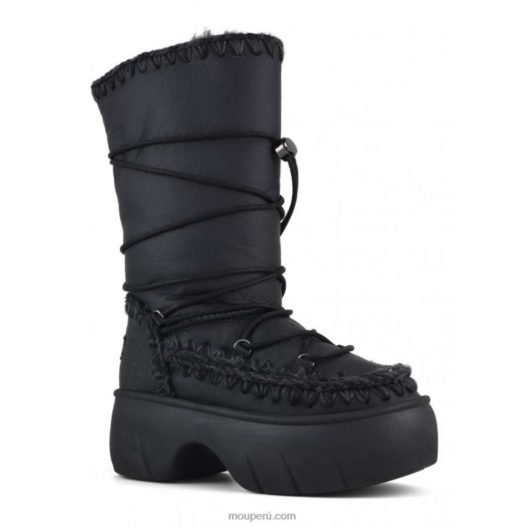 bota de nieve esquimal alto giro mujer 8DRXZ354 nubuck negro Mou