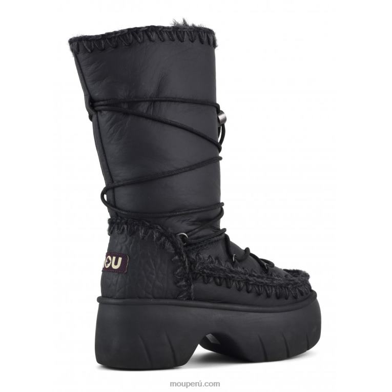 bota de nieve esquimal alto giro mujer 8DRXZ354 nubuck negro Mou