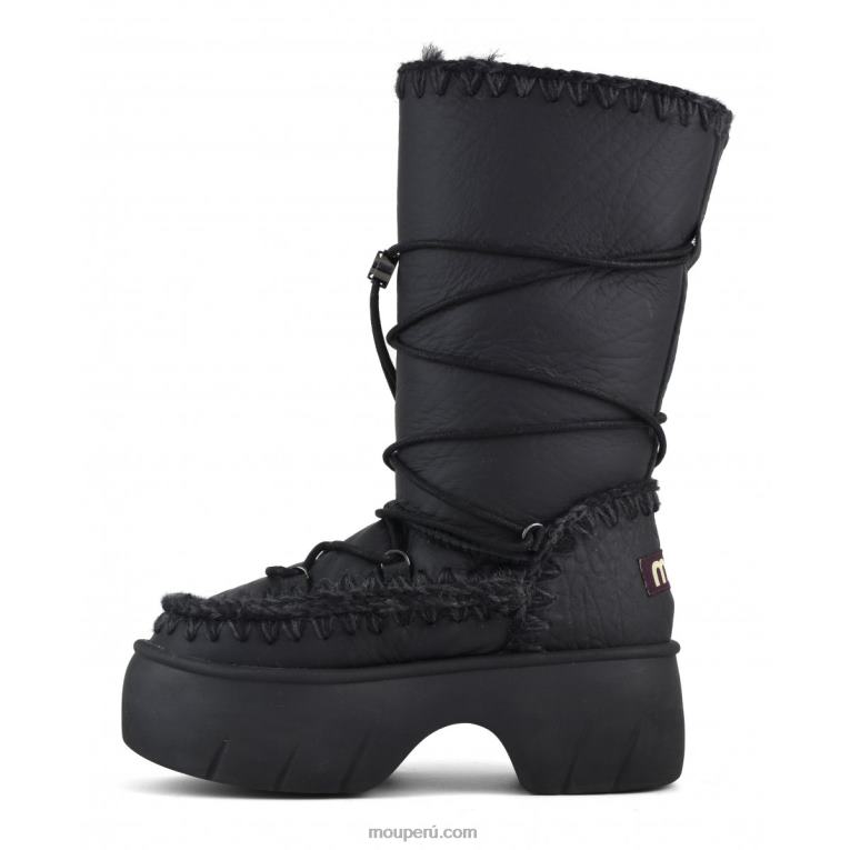 bota de nieve esquimal alto giro mujer 8DRXZ354 nubuck negro Mou
