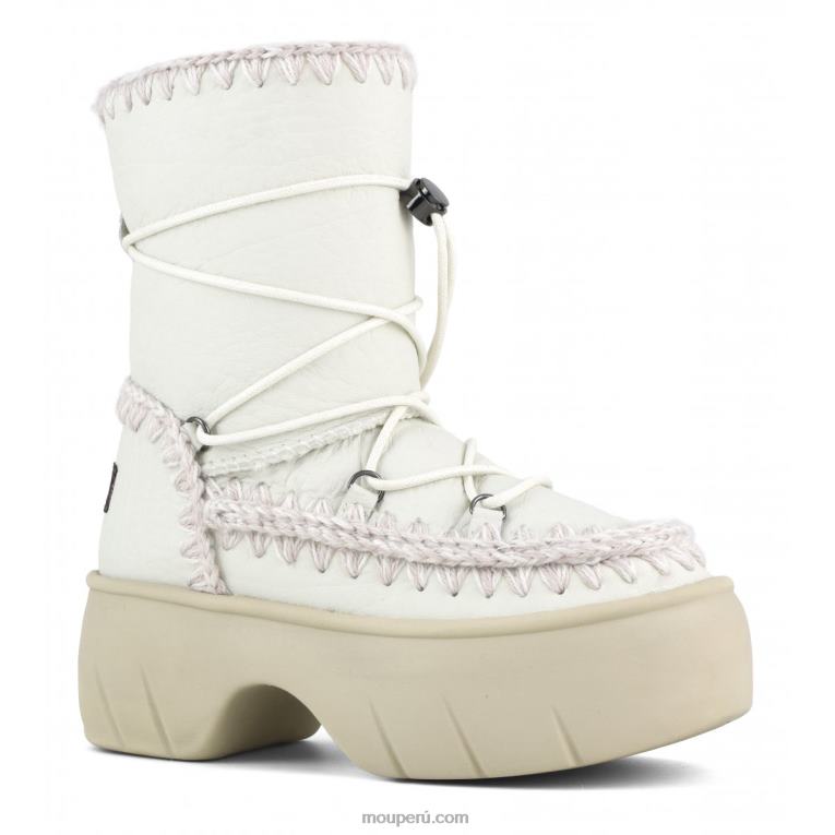 bota de nieve esquimal twist corta mujer 8DRXZ352 nubuck blanco verdadero Mou