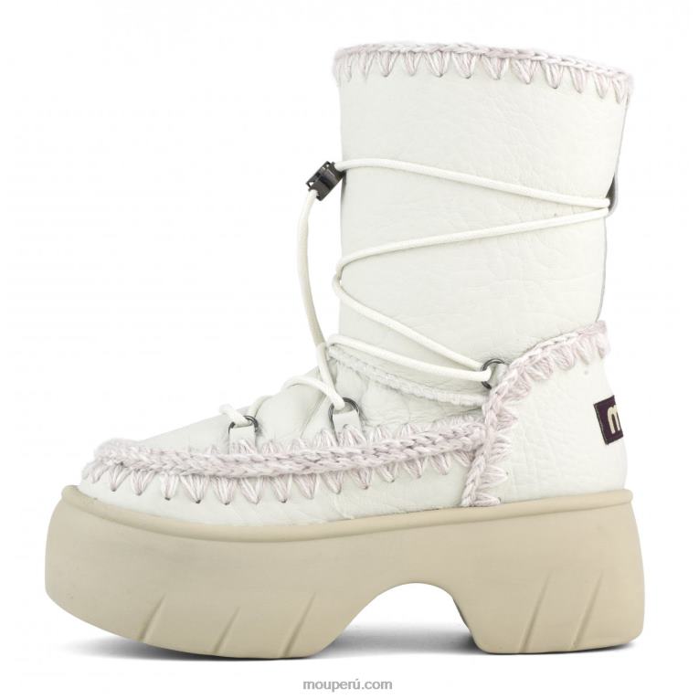 bota de nieve esquimal twist corta mujer 8DRXZ352 nubuck blanco verdadero Mou
