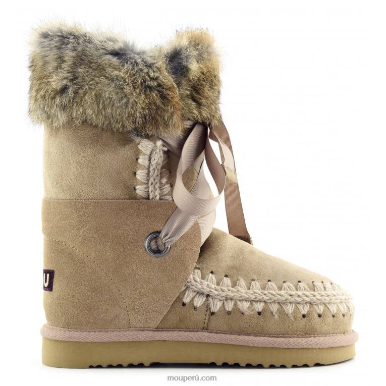 esquimal encaje y piel mujer 8DRXZ307 camello Mou