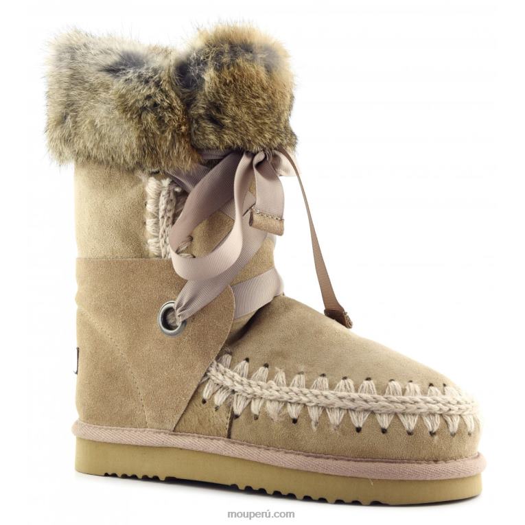esquimal encaje y piel mujer 8DRXZ307 camello Mou