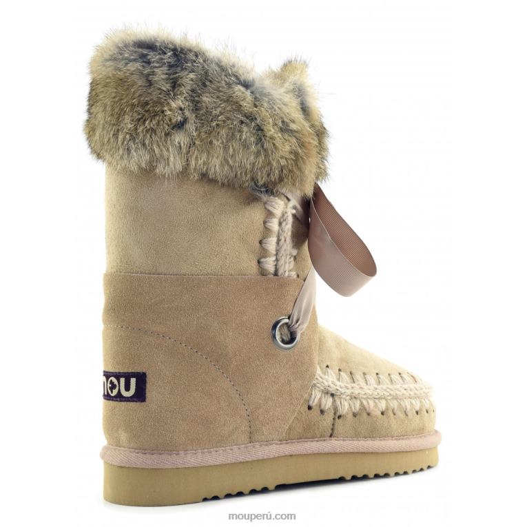 esquimal encaje y piel mujer 8DRXZ307 camello Mou