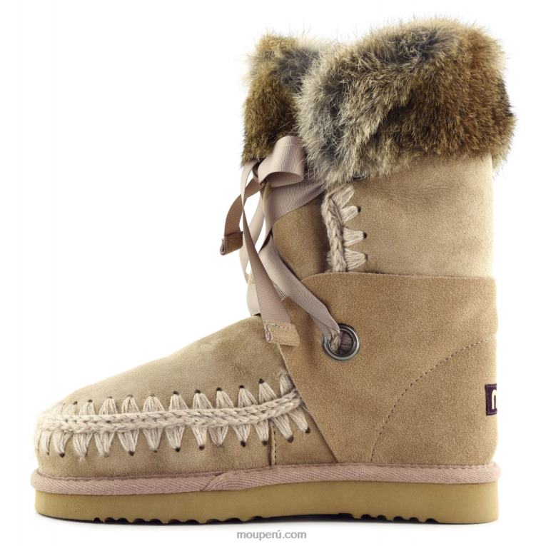 esquimal encaje y piel mujer 8DRXZ307 camello Mou