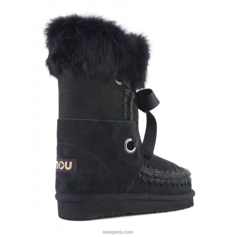 esquimal encaje y piel mujer 8DRXZ308 negro Mou