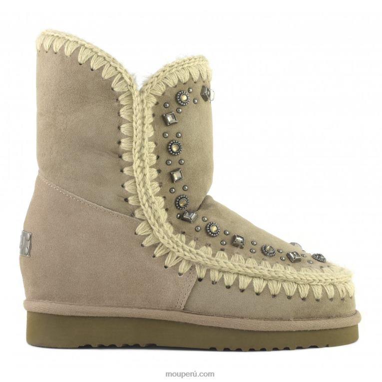 Eskimo cuña interior tachuelas cortas y cristales mujer 8DRXZ564 elefante gris Mou