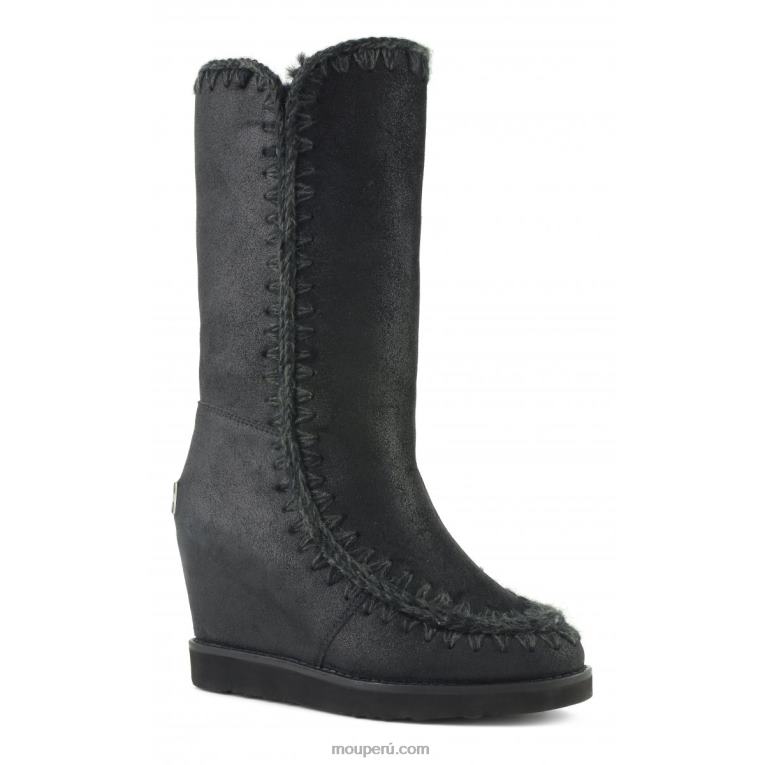 cuña de punta francesa alta mujer 8DRXZ580 agrietado negro/gris Mou