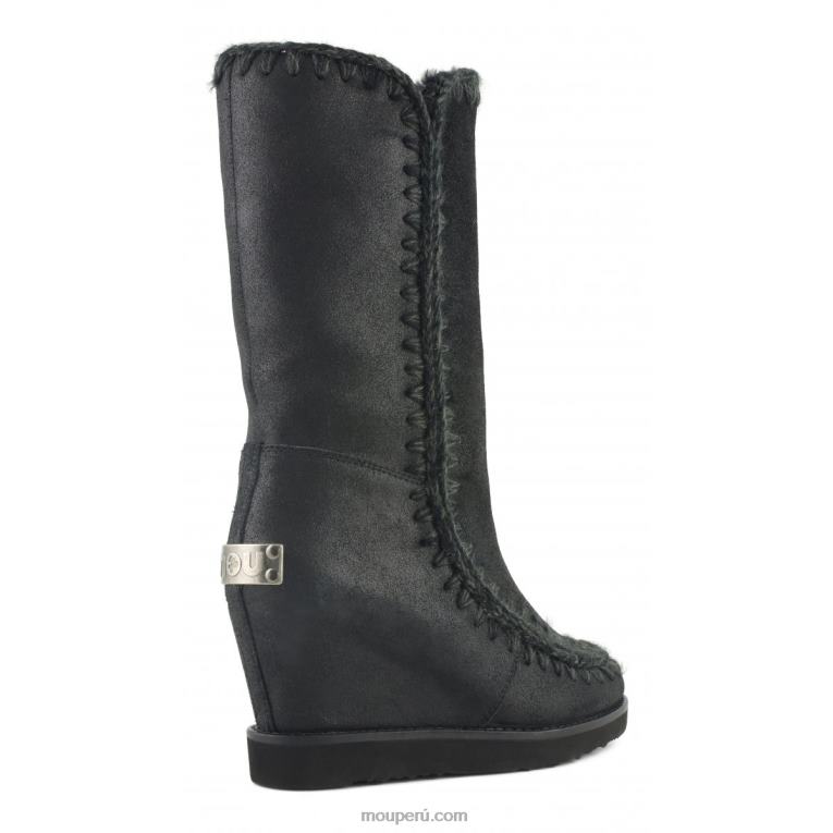 cuña de punta francesa alta mujer 8DRXZ580 agrietado negro/gris Mou