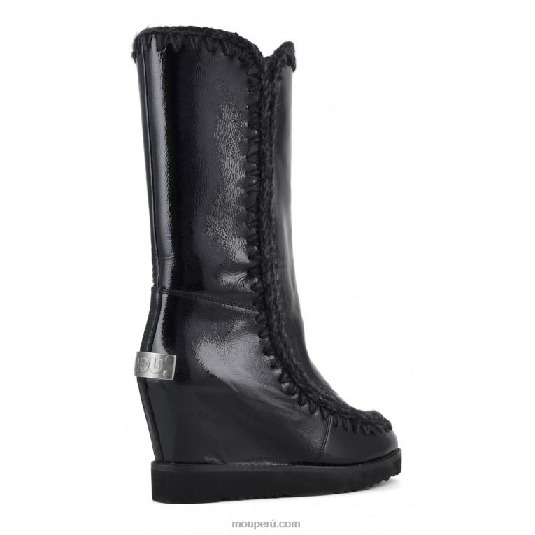 cuña de punta francesa alta mujer 8DRXZ581 charol negro Mou