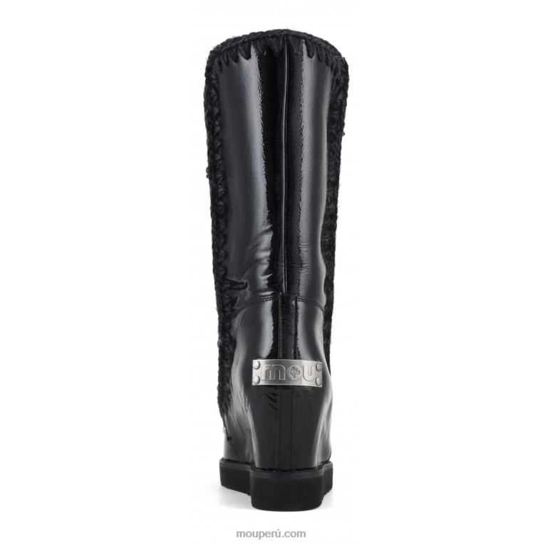 cuña de punta francesa alta mujer 8DRXZ581 charol negro Mou