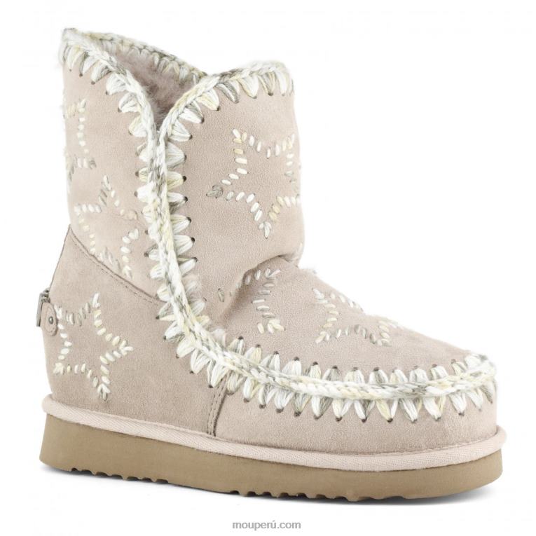 cuña interior lana estrellas bordadas mujer 8DRXZ536 beige rosa Mou