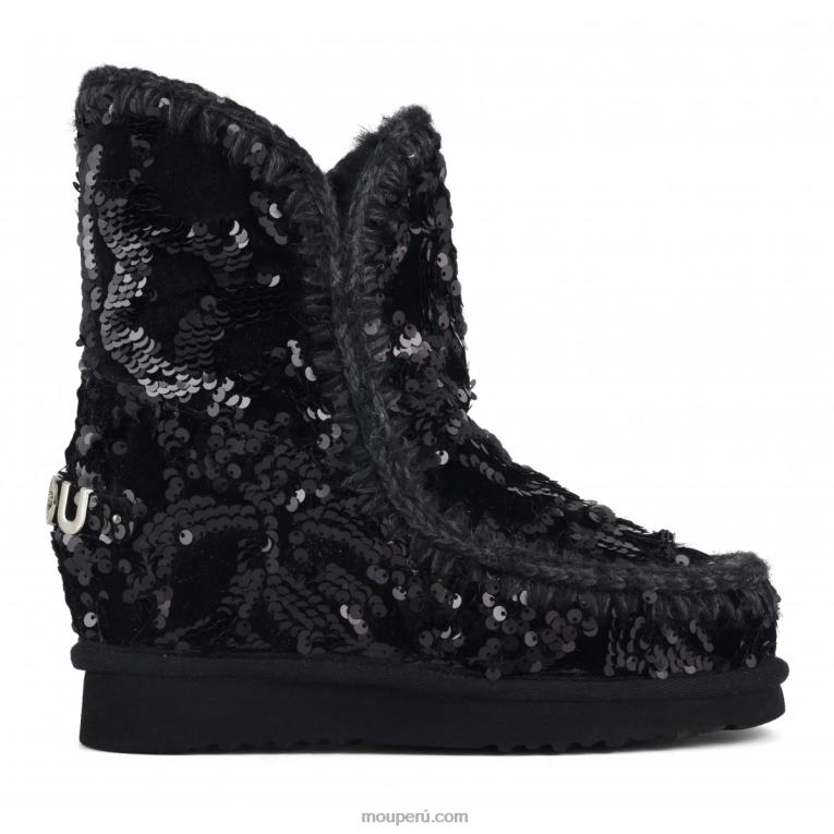 lentejuelas iridiscentes cuña interior mujer 8DRXZ543 lentejuelas iridiscentes azul negro sobre negro Mou