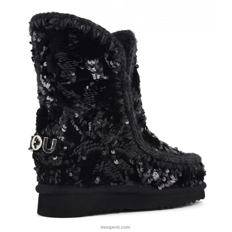 lentejuelas iridiscentes cuña interior mujer 8DRXZ543 lentejuelas iridiscentes azul negro sobre negro Mou