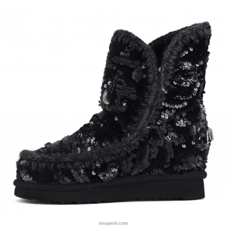 lentejuelas iridiscentes cuña interior mujer 8DRXZ543 lentejuelas iridiscentes azul negro sobre negro Mou