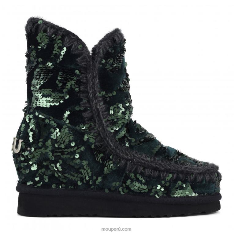 lentejuelas iridiscentes cuña interior mujer 8DRXZ544 lentejuelas iridiscentes verdes sobre terciopelo Mou