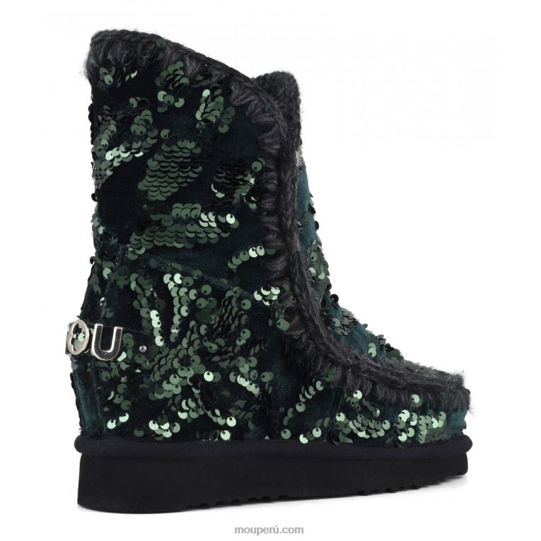 lentejuelas iridiscentes cuña interior mujer 8DRXZ544 lentejuelas iridiscentes verdes sobre terciopelo Mou
