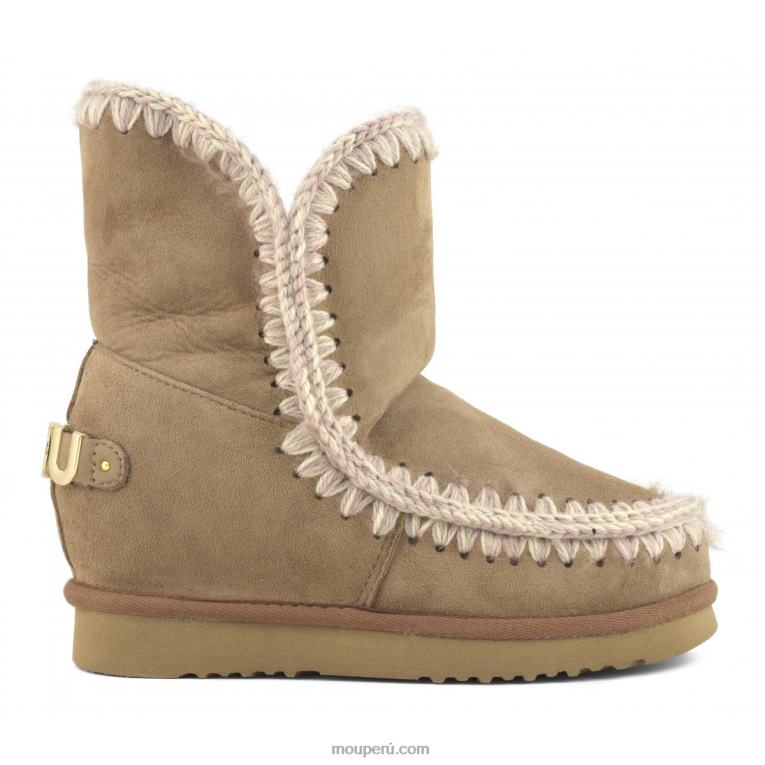 logotipo metálico corto con cuña interior mujer 8DRXZ560 marrón rosa Mou