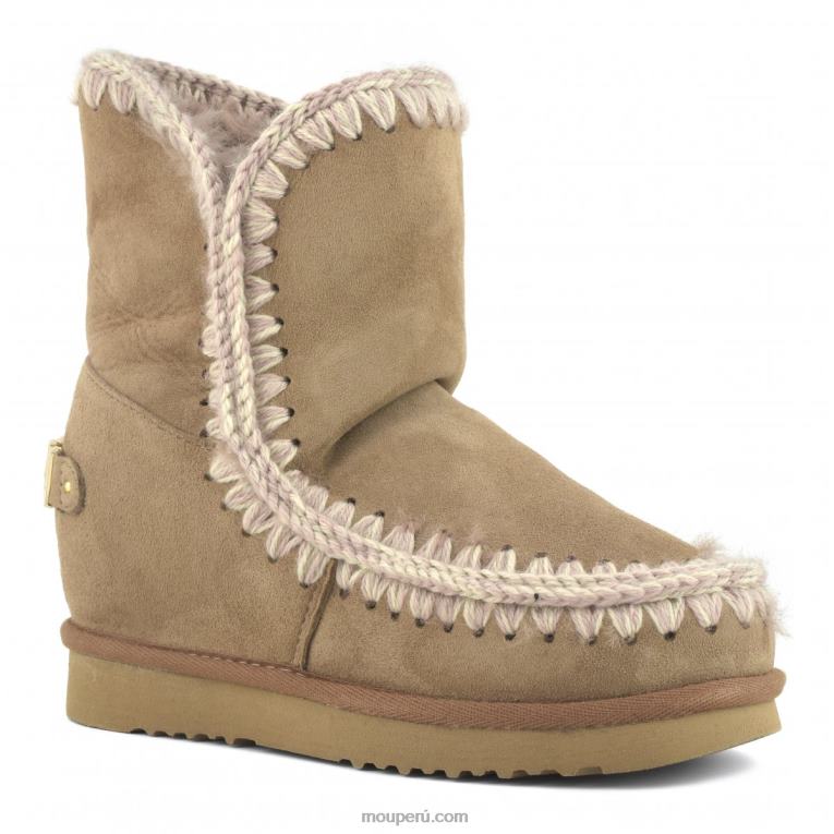 logotipo metálico corto con cuña interior mujer 8DRXZ560 marrón rosa Mou