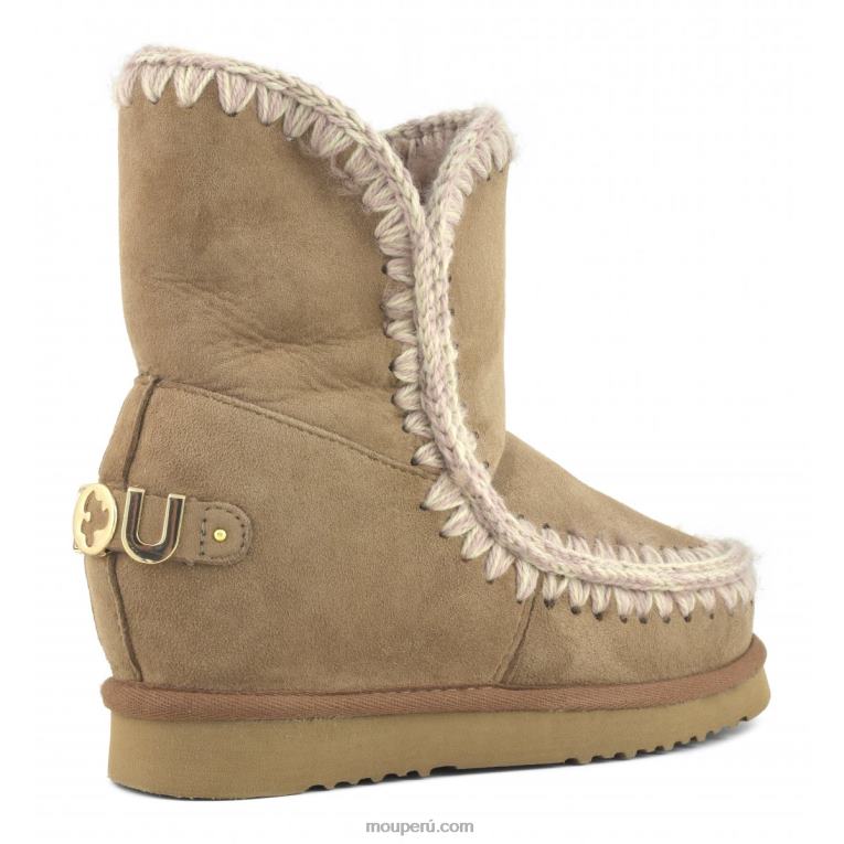 logotipo metálico corto con cuña interior mujer 8DRXZ560 marrón rosa Mou