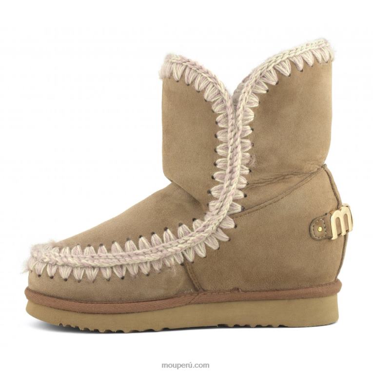 logotipo metálico corto con cuña interior mujer 8DRXZ560 marrón rosa Mou