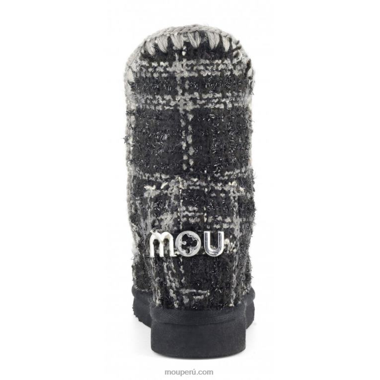 tartán corto cuña interior mujer 8DRXZ557 tartán lurex negro-blanco Mou