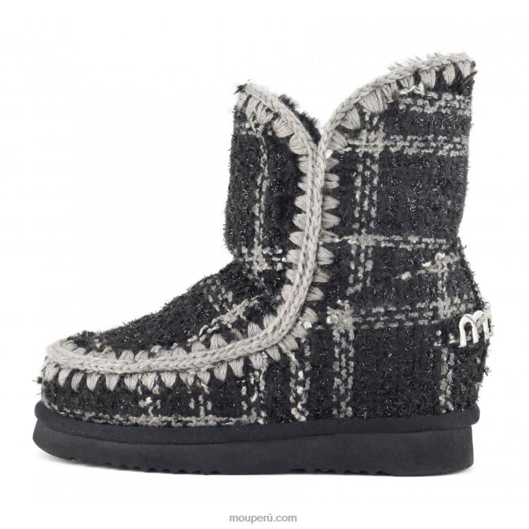 tartán corto cuña interior mujer 8DRXZ557 tartán lurex negro-blanco Mou