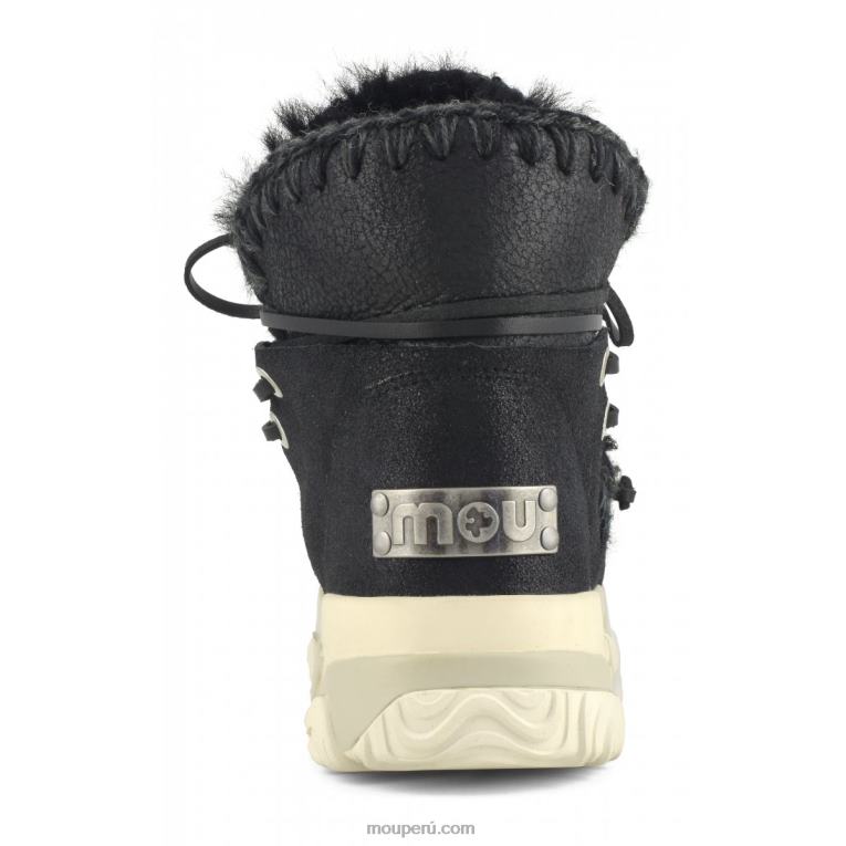 Entrenador esquimal medio con cordones mujer 8DRXZ713 agrietado negro/gris Mou