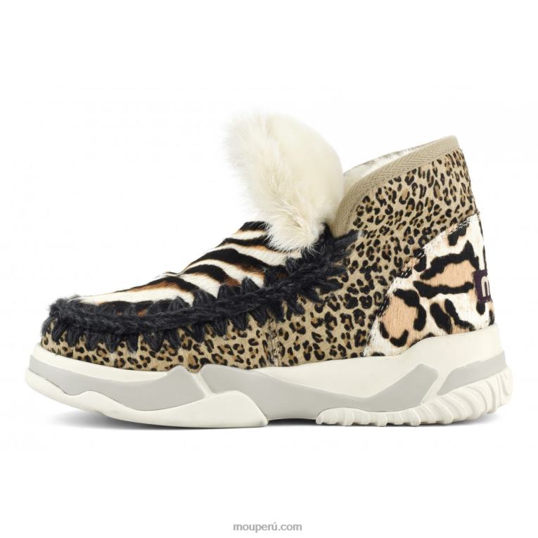 Entrenador esquimal piel de caballo mixta mujer 8DRXZ689 cebra blanco-negro con naranja Mou