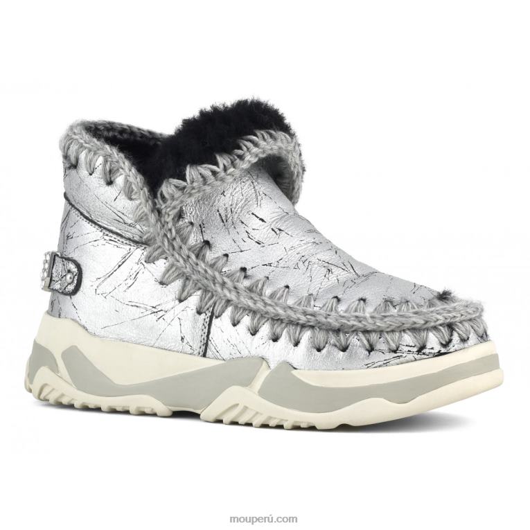 diamantes de imitación entrenador esquimal mujer 8DRXZ695 plata metalizada envejecida Mou