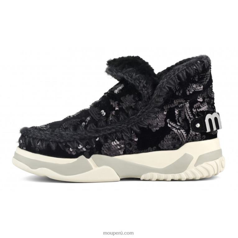 lentejuelas de entrenador esquimal mujer 8DRXZ704 lentejuelas iridiscentes azul negro sobre negro Mou