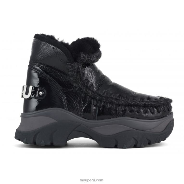 zapatilla gruesa esquimal mujer 8DRXZ725 charol negro Mou