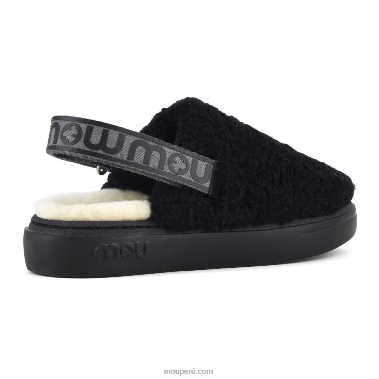 atrevido zueco piel de oveja rizada y correa trasera mujer 8DRXZ517 negro Mou