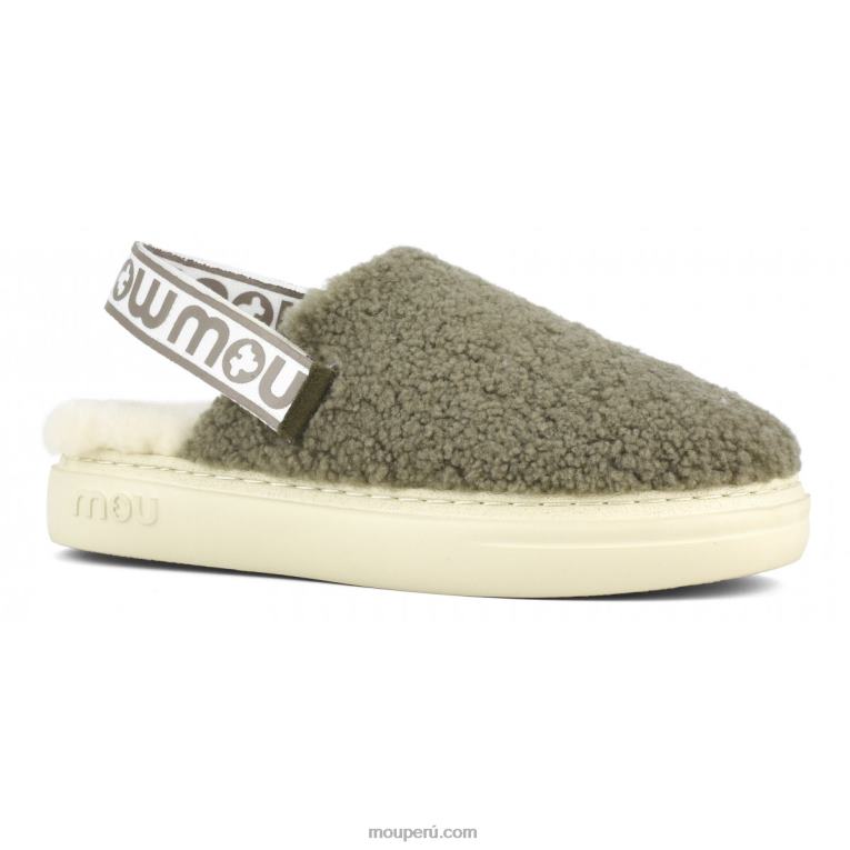 atrevido zueco piel de oveja rizada y correa trasera mujer 8DRXZ518 milicia Mou