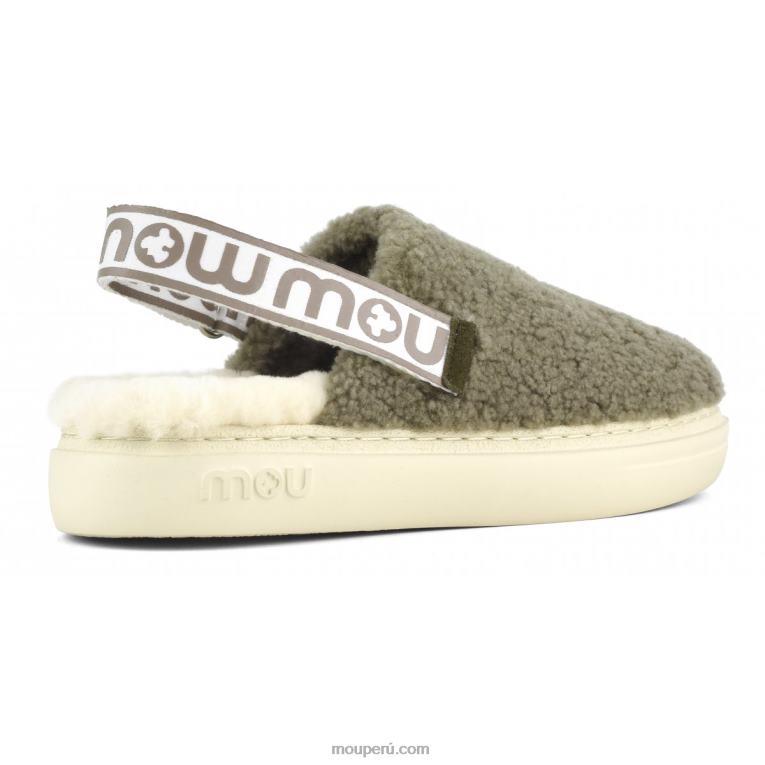 atrevido zueco piel de oveja rizada y correa trasera mujer 8DRXZ518 milicia Mou