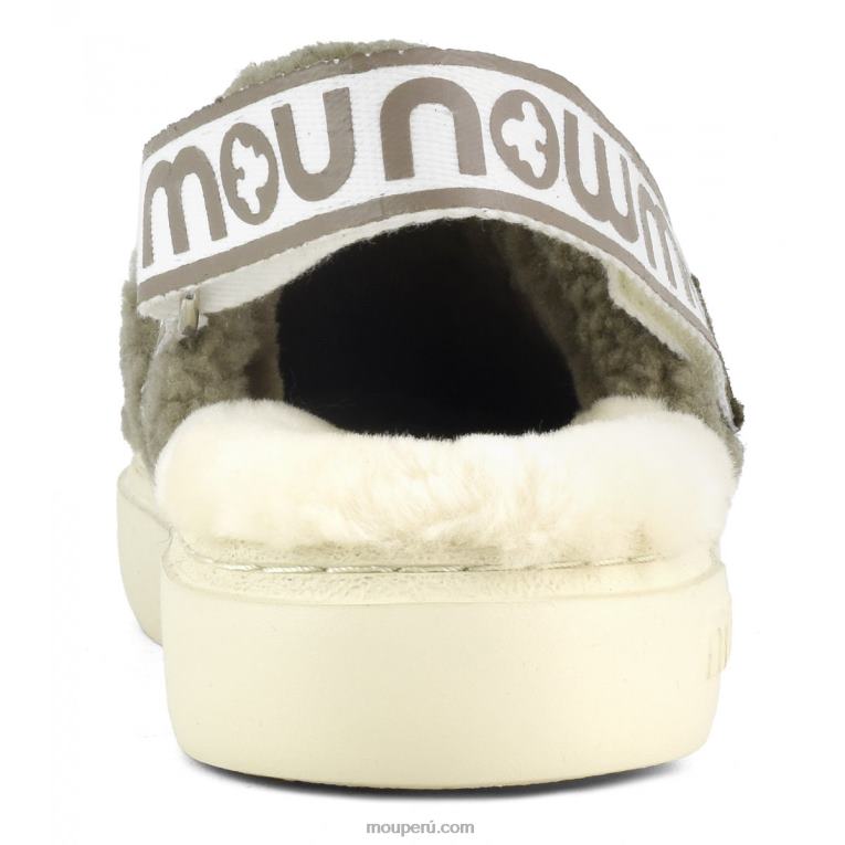 atrevido zueco piel de oveja rizada y correa trasera mujer 8DRXZ518 milicia Mou