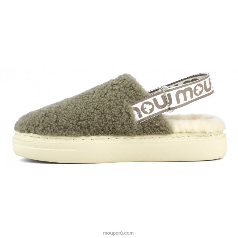 atrevido zueco piel de oveja rizada y correa trasera mujer 8DRXZ518 milicia Mou
