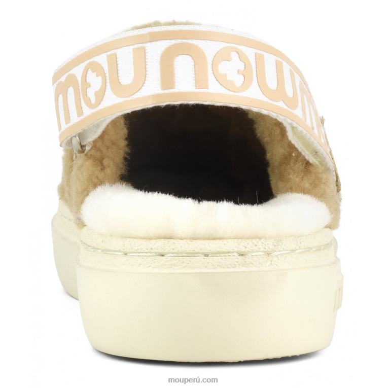 atrevido zueco piel de oveja rizada y correa trasera mujer 8DRXZ520 coñac Mou